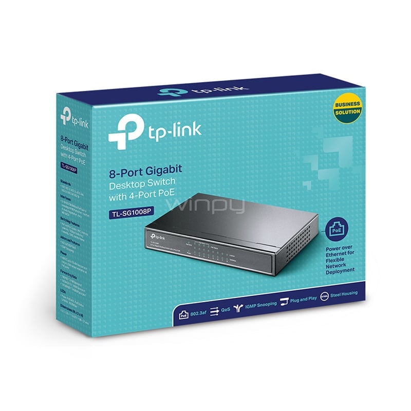 Switch TP-Link TL-SG1008P de 8 puertos (Gigabit, 16 Gbps, PoE, 55W)