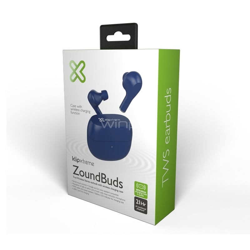 Audífonos Bluetooth Klipxtreme ZoundBuds (TWS, Controles táctiles, ENC, IPX4, Azul)