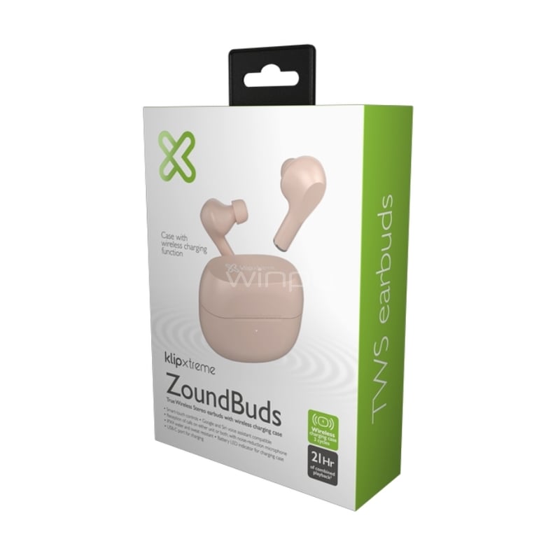 Audífonos Bluetooth Klipxtreme ZoundBuds (TWS, Controles táctiles, ENC, IPX4, Rosado)