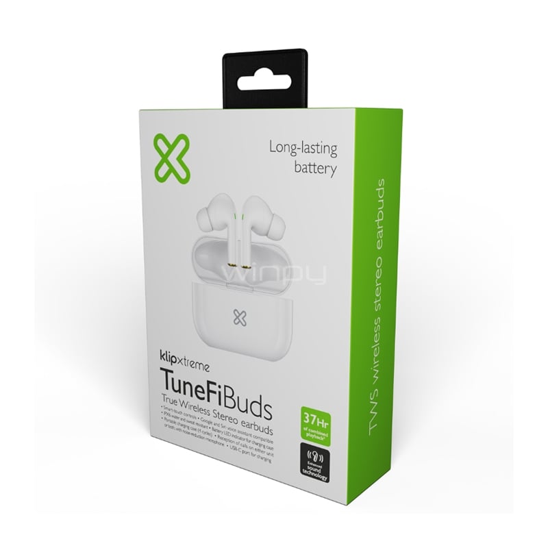 Audífonos Bluetooth Klipxtreme TuneFiBuds (TWS, Smart touch, IPX6, Blanco)