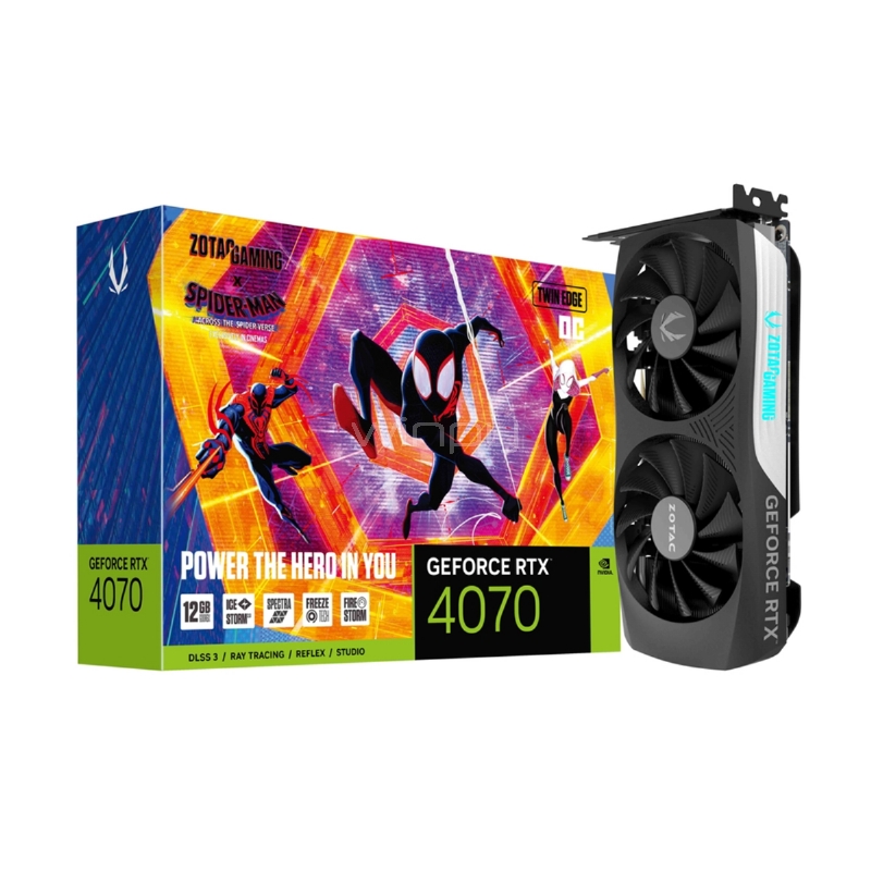 Tarjeta de Video ZOTAC GeForce RTX 4070 Twin Edge OC de 12GB GDDR6X (Edición SPIDER-MAN)