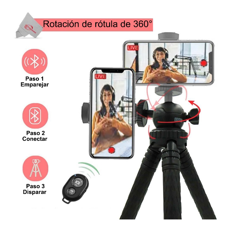 Trípode Vivitar Extensible 360 (Bluetooth, Ajustable)