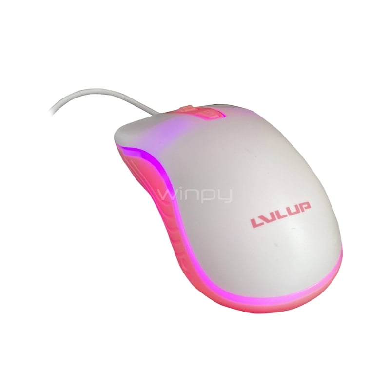 Kit Gamer LvlUp Teclado+Mouse+Audífonos (Español, USB, LED Multicolor, Rosado)