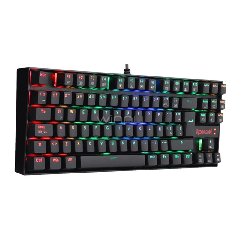Teclado Mecánico Redragon Kumara K552 Rainbow (Switch Red, RGB, Español, Negro)