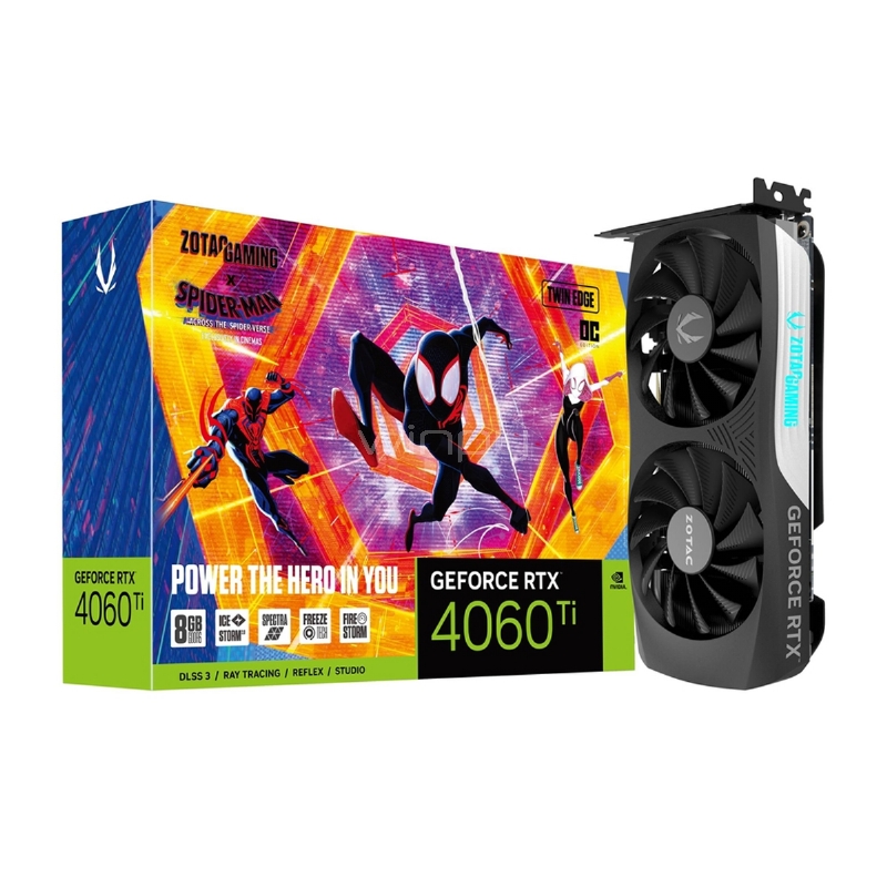 Tarjeta de Video ZOTAC GAMING GeForce RTX 4060 Ti Twin Edge OC de 8GB GDDR6 (Edición SPIDER-MAN)