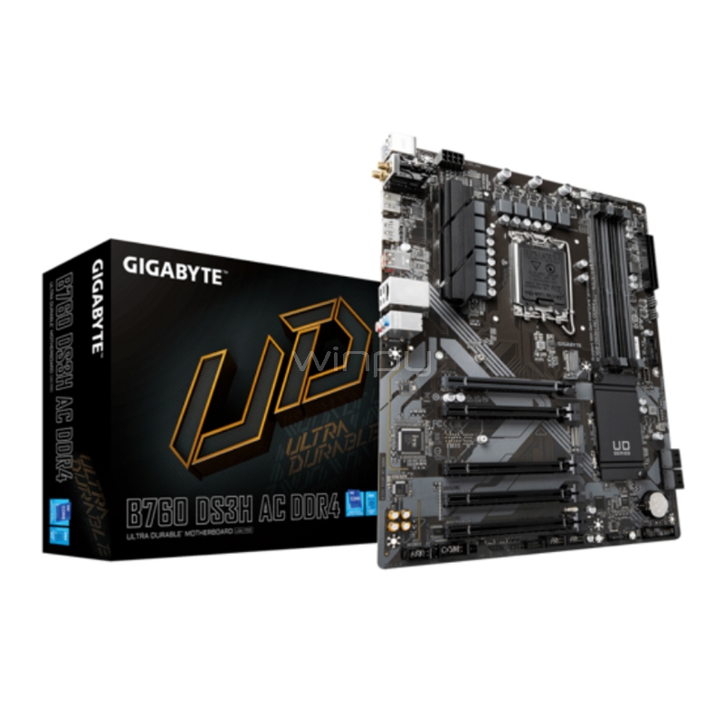Placa Madre Gigabyte B760 DS3H AC DDR4 (LGA1700, 2133/5333MHz, M.2, MicroATX)