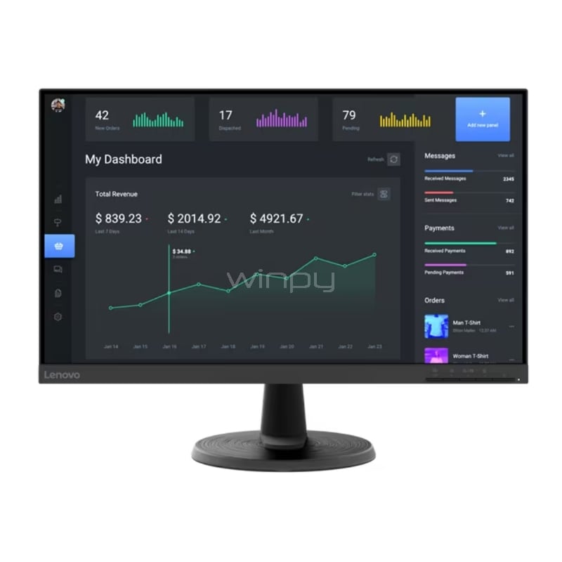 Monitor Lenovo C24-40 de 23.8“ (VA, Full HD, 75 Hz, HDMI+VGA, Vesa)