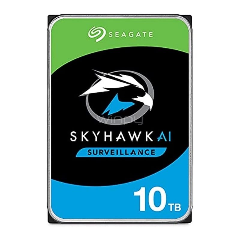 Disco Duro Seagate SkyHawk AI de 10TB (Formato 3.5“, SATA, 7.200rpm, 256MB Cache)