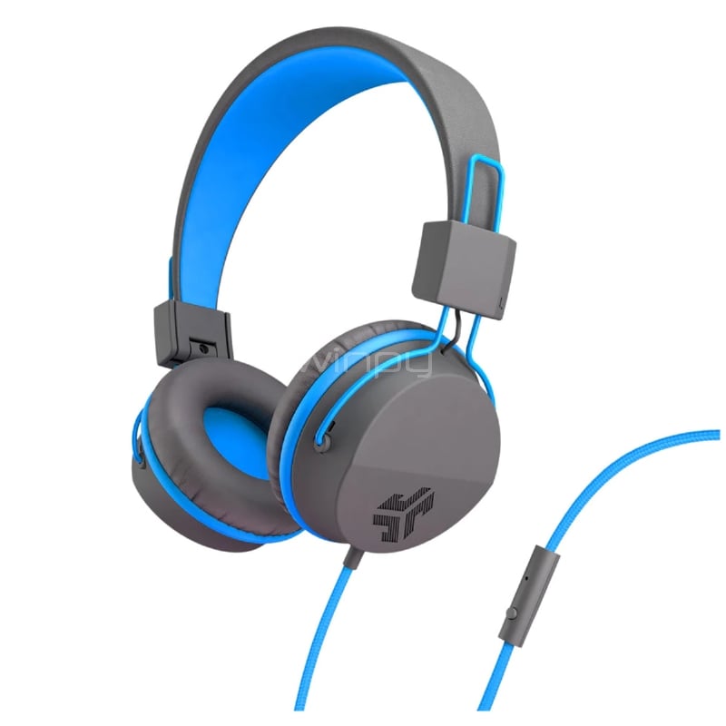 Audífonos Bluetooth JLab Jbuddies Studio para Niños (Jack 3.5mm, Gris/Azul)