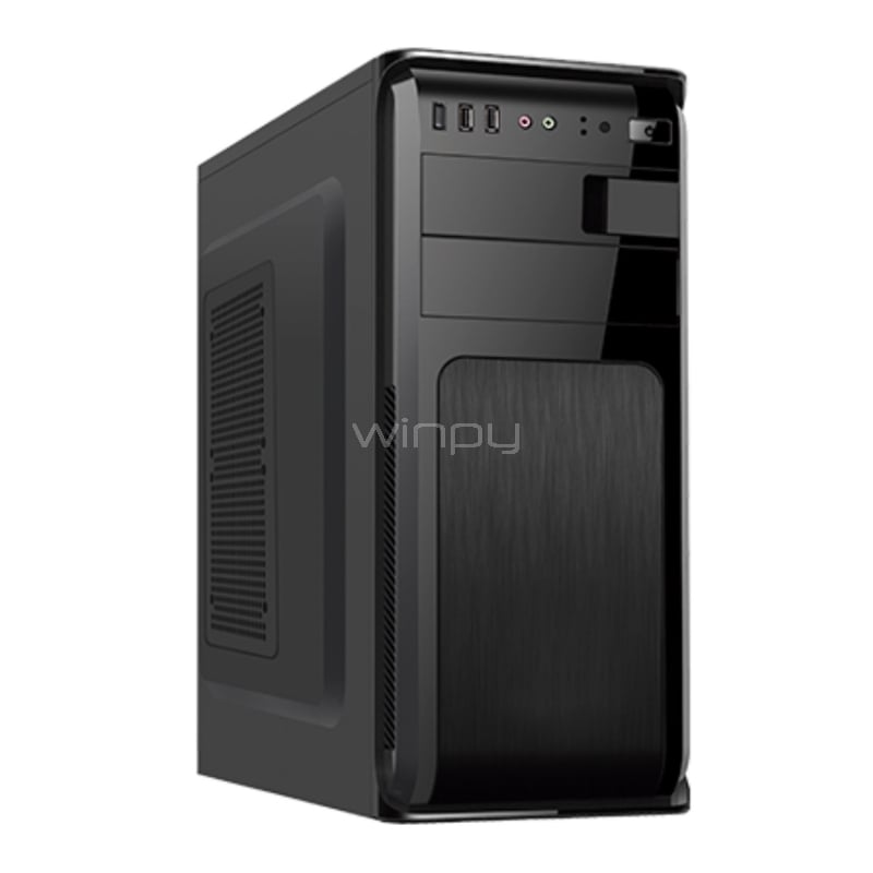 Gabinete XTech XTQ-209 con Fuente 600W (ATX, USB 2.0, Audio/Mic, Negro)