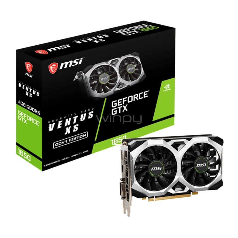 Tarjeta de Video MSI GeForce GTX 1650 D6 VENTUS XS OCV1 de 4GB GDDR6