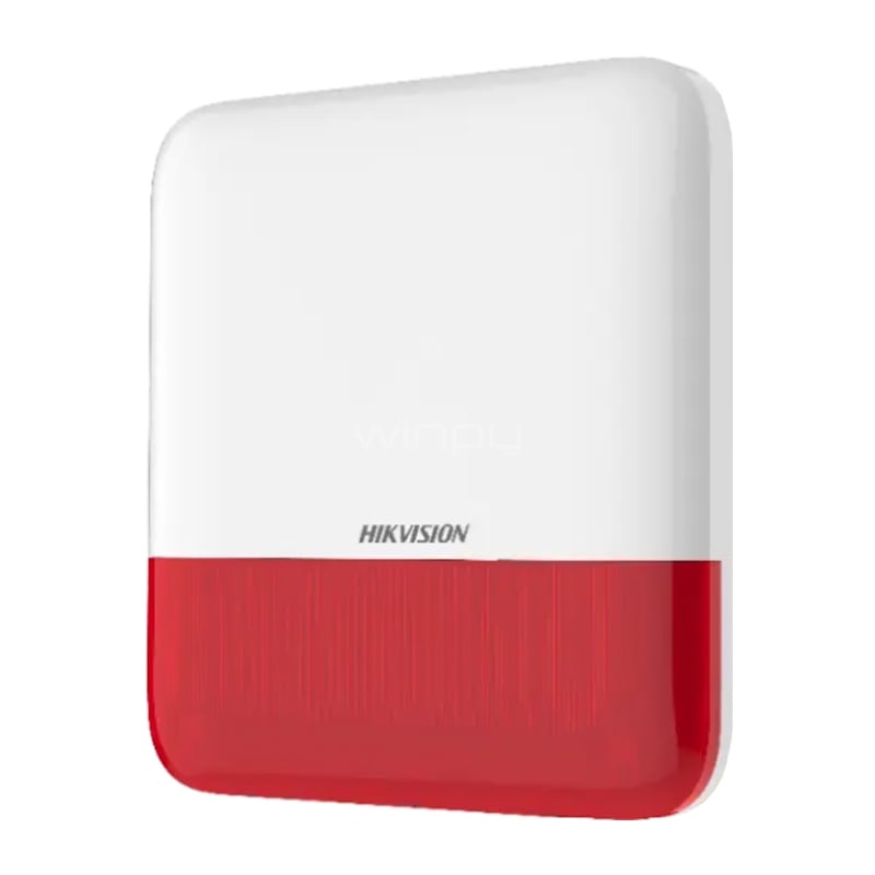 Sirena Inalámbrica Hikvision Exterior (RF 433 MHz, 3 modos, IP65, Rojo)