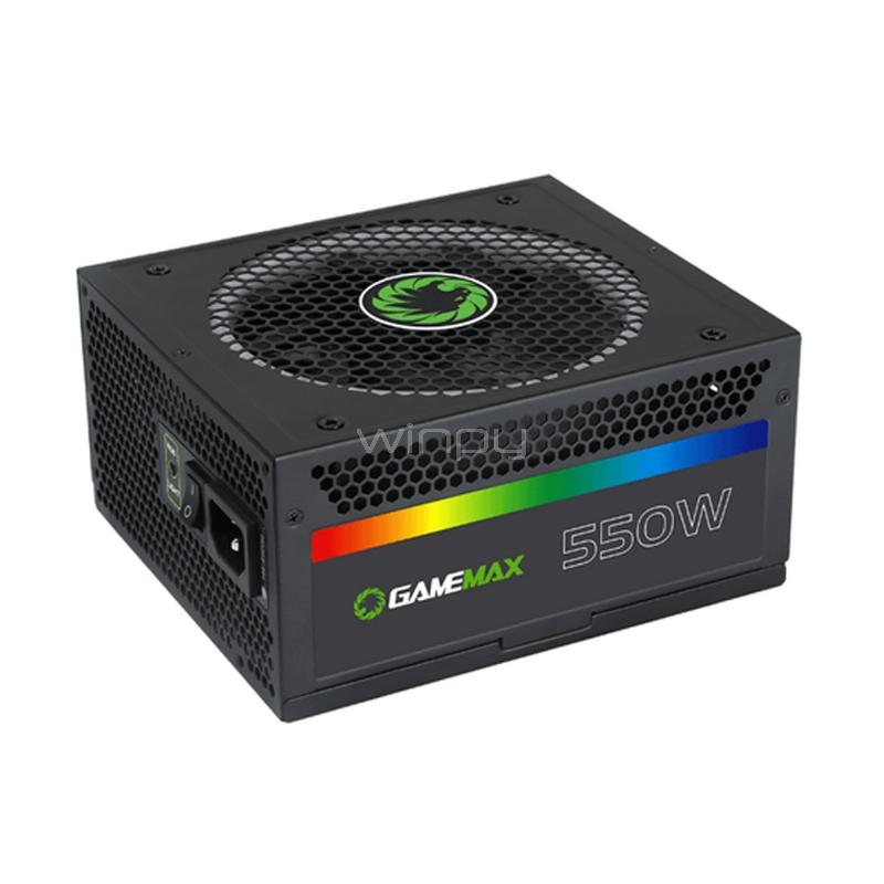 Fuente de Poder GameMax de 550W (Full Modular, Certificada 80+ Gold, RGB, ATX)