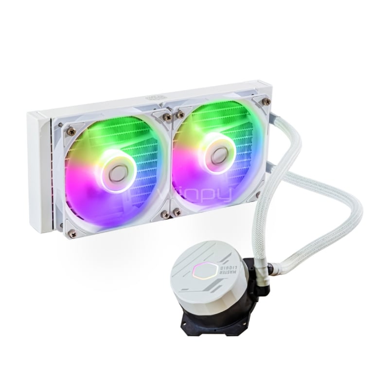 Refrigeración Líquida Cooler Master MasterLiquid 240L Core White ARGB (LGA1700/AM5, 120mm x2, 1750 RPM)