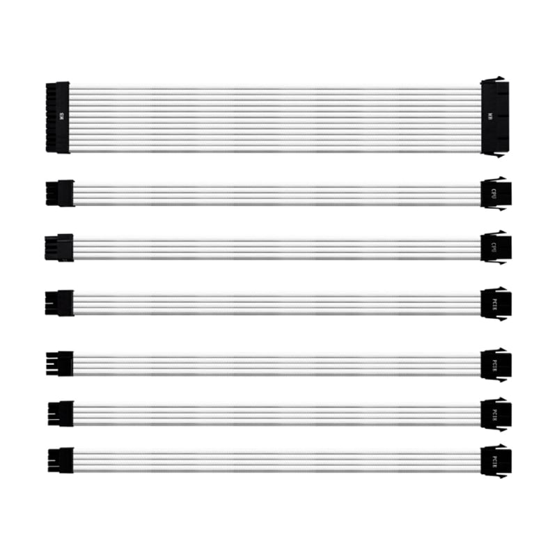 Kit Cables de Extensión Cooler Master Conector Universal (30cm, 16AWG, Blanco)