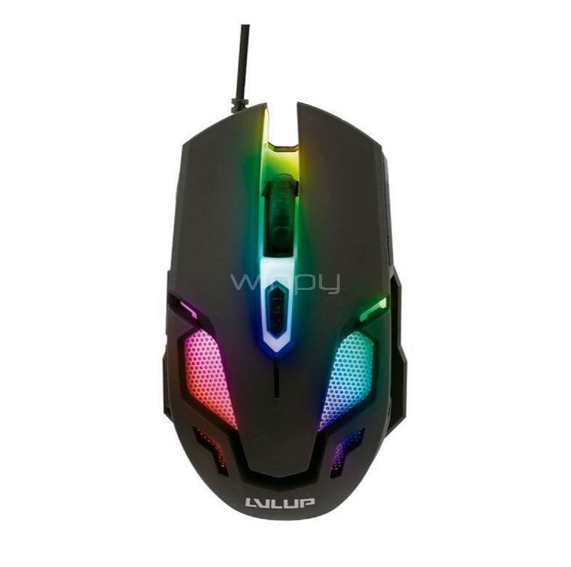 Mouse Gamer LvlUp Vertex 5 botones (3.200 dpi, LED Multicolor, Negro)