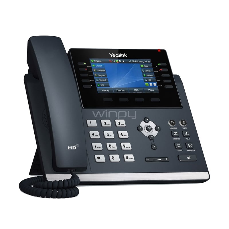 Teléfono IP Yealink SIP-T46U Pantalla a Color de 4.3“ (Conferencia de 10 vías, Voz HD, USB/ Ethernet, Wi-Fi/ Bluetooth, PoE)