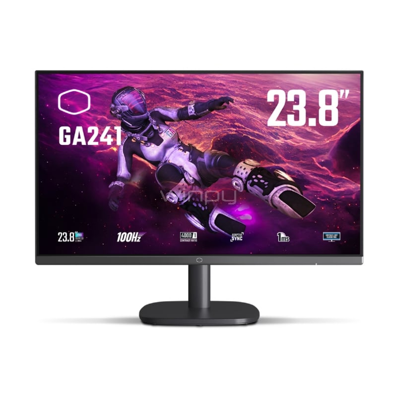 monitor gamer cooler master ga241 de 23.8“ (va, full hd, 100hz, 1ms, hdmi+vga, vesa)