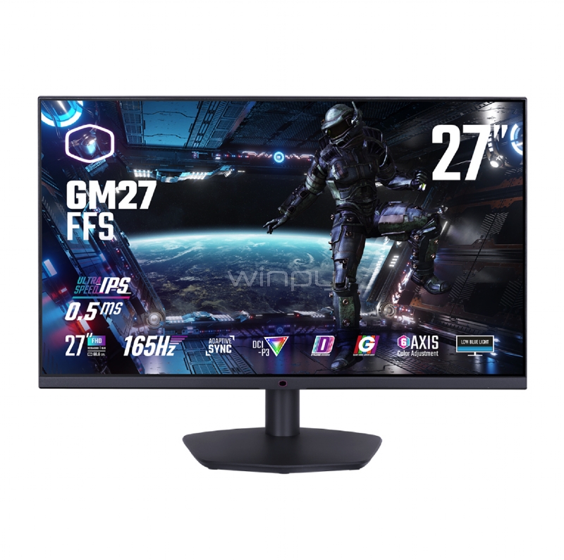 Monitor Gamer Cooler Master GM27-FFS de 27“ (IPS, Full HD, 165Hz, 0.5ms, DPort+HDMI, HDR10, Vesa)