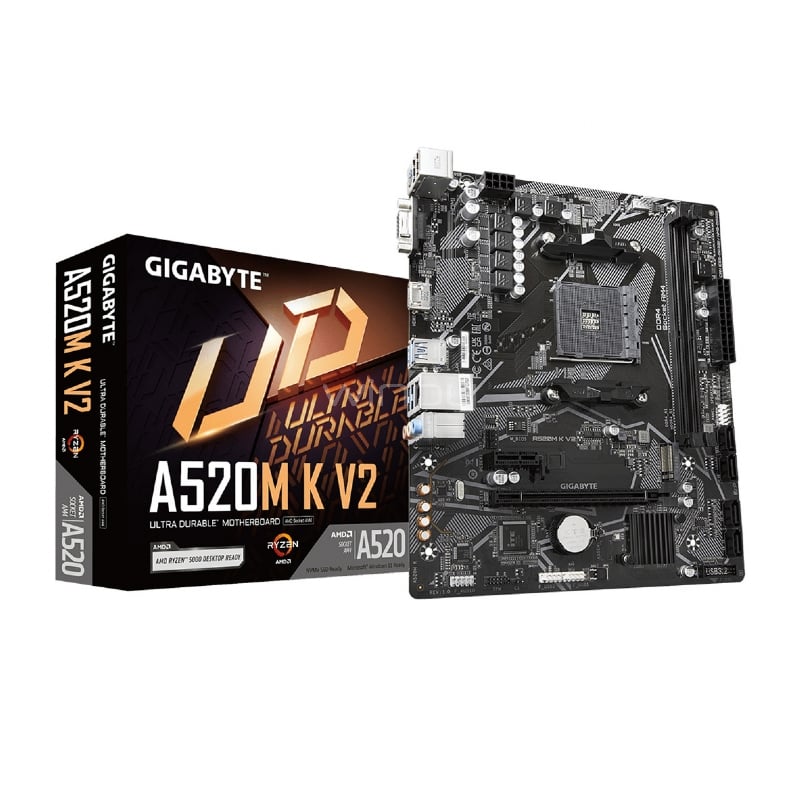 Placa Madre Gigabyte A520M K V2 (AM4, DDR4 2133/5100MHz, M.2, microATX)