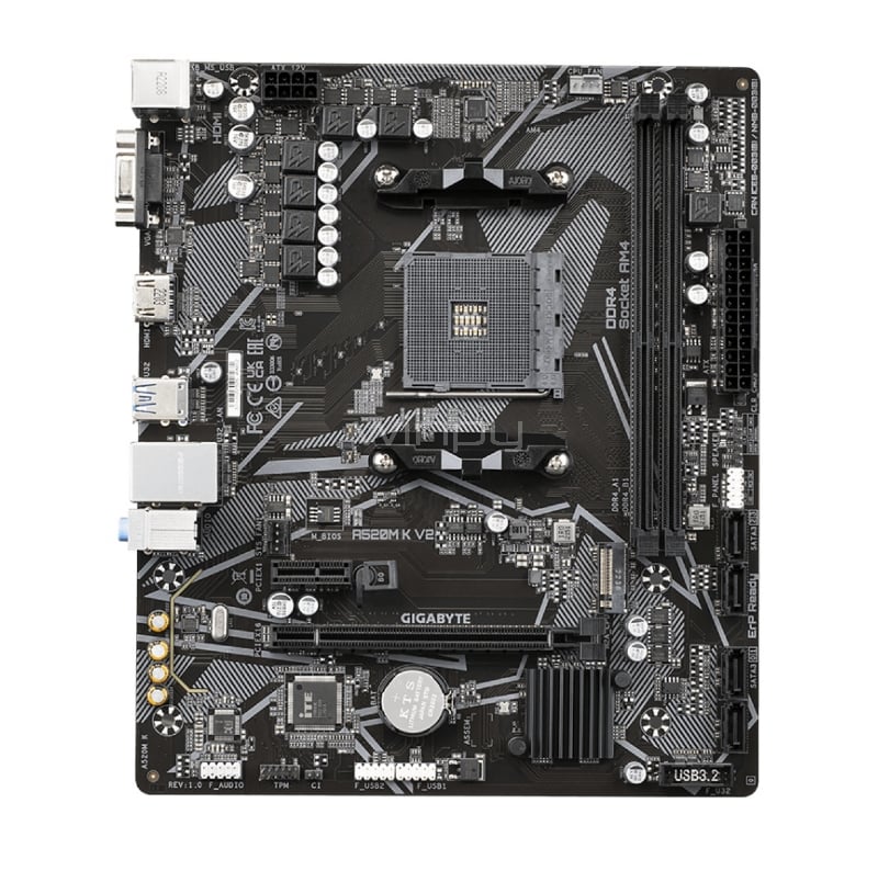 Placa Madre Gigabyte A520M K V2 (AM4, DDR4 2133/5100MHz, M.2, microATX)