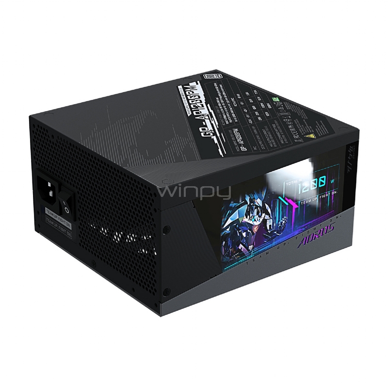 fuente de poder gigabyte aorus p1200w de 1200w (monitor lcd, full modular, certificado 80+ platino, atx)