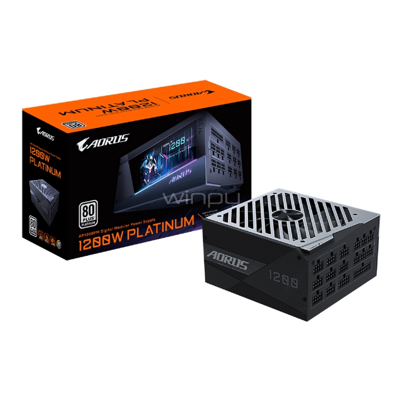 fuente de poder gigabyte aorus p1200w de 1200w (monitor lcd, full modular, certificado 80+ platino, atx)