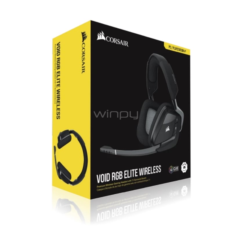 Audífonos Gamer Corsair Void RGB Elite Wireless (Sonido 7.1, Dongle USB, PC/PS5, Negro)