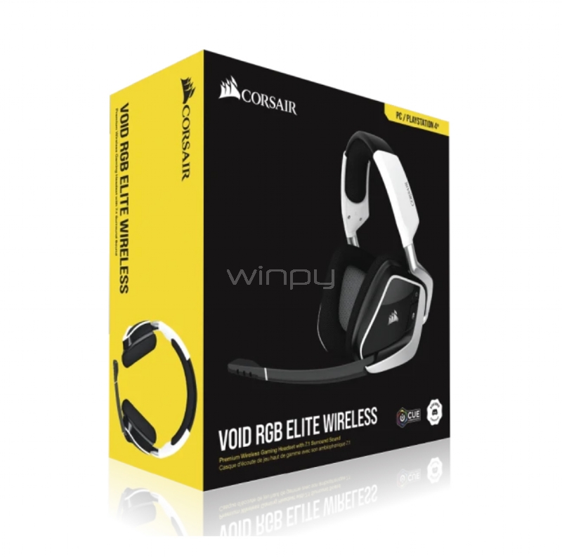 Audífonos Gamer Corsair Void RGB Elite Wireless (Sonido 7.1, Dongle USB, PC/PS5, Blanco)