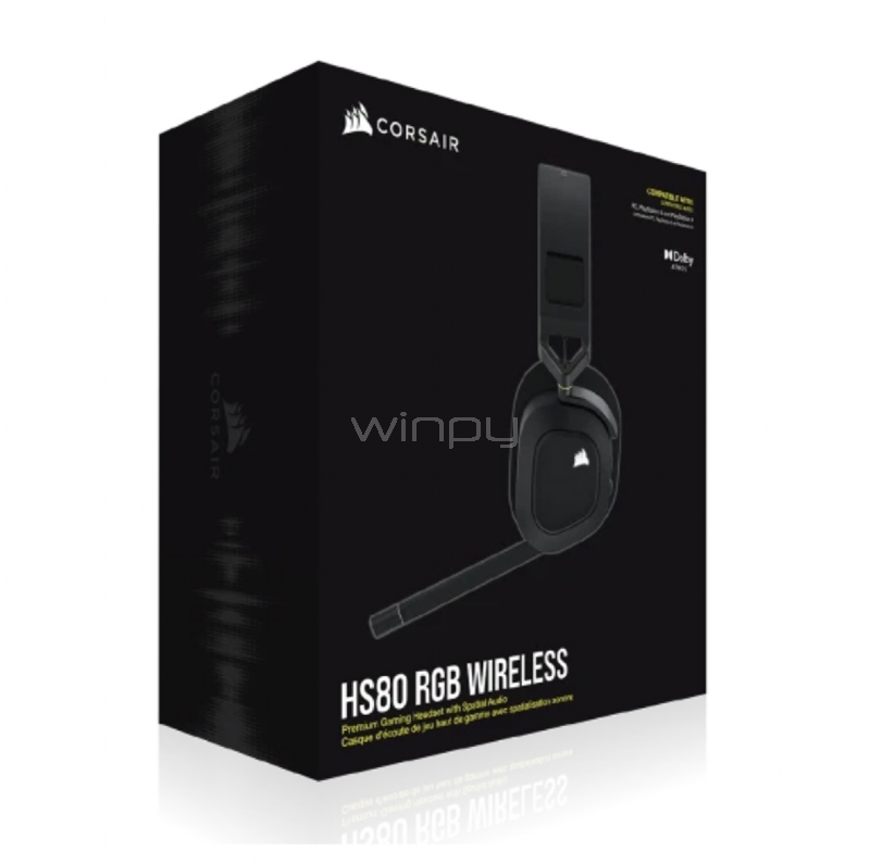Audífonos Gamer Corsair HS80 RGB Wireless (Sonido 3D, Dongle USB