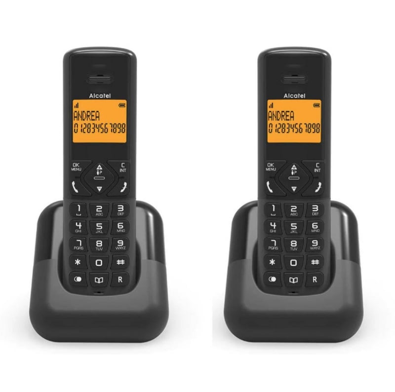 Pack Teléfono Inalámbrico Alcatel D610 con Pantalla (2 unidades, Negro)