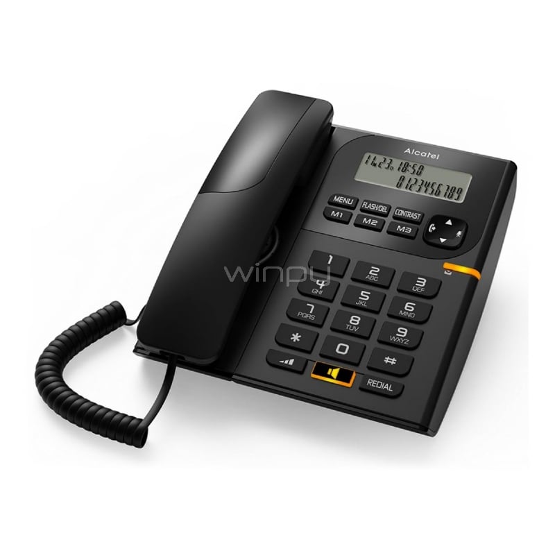 Teléfono Alcatel T58 Manos Libres (Pantalla, Negro)