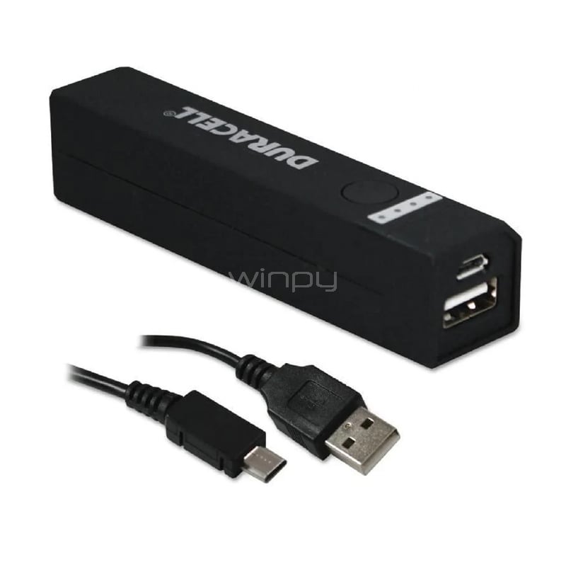 Batería Externa Duracell de 2600 mAh (USB, Negro)