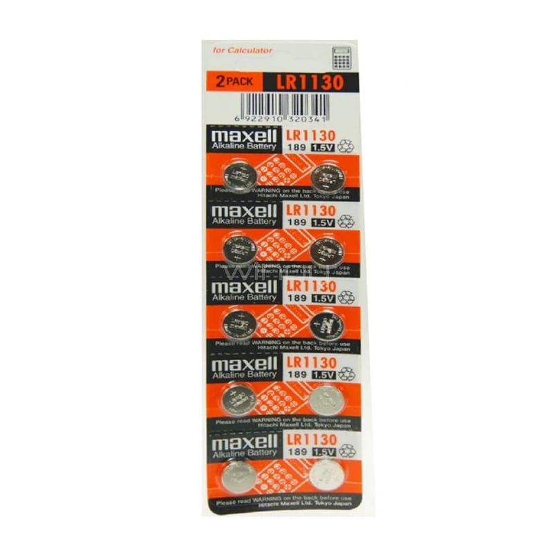 Blister Pilas Botón Maxell LR1130 (10 unidades, 1.5V)