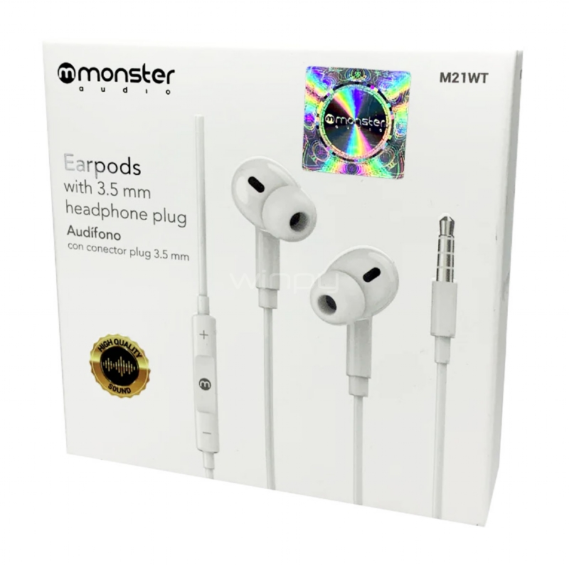 Audífonos Monster Audio M21 (Jack 3.5mm, Blanco)