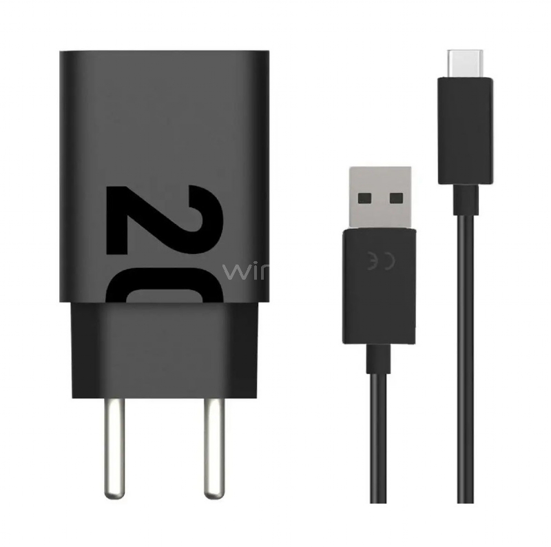 Cargador Motorola TurboPower USB-A (Cable USB-C, 20W, QC3.0, Negro)