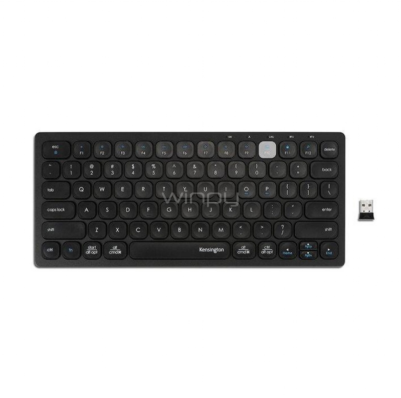 Teclado Inalámbrico Kensington Compact (Dongle USB/Bluetooth, Multidispositivo, Inglés, Negro)