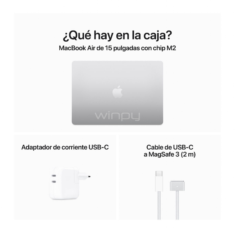 Apple MacBook Air de 15.3“ (Chip M2, 8GB RAM, 512GB SSD, Silver)