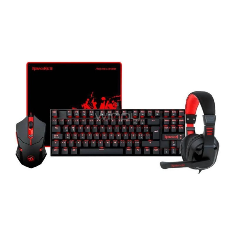 Kit Gamer Redragon Teclado + Mouse + Audífonos + Mousepad
