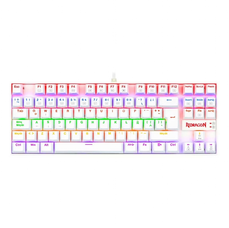 Teclado Mecánico Redragon Kumara K552 Rainbow (Switch Red, RGB, Español, Blanco)