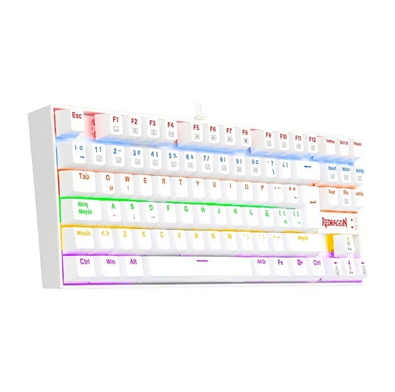 Teclado Mecánico Redragon Kumara K552 Rainbow (Switch Red, RGB, Español, Blanco)