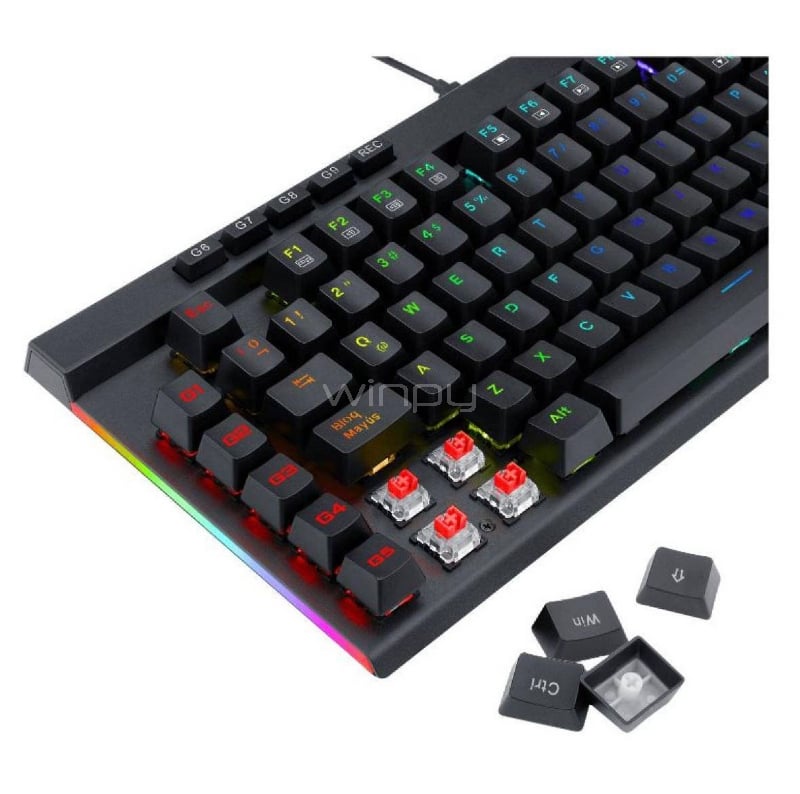 Teclado Mecánico Redragon Magic Wand Pro (Switch Blue Óptico, RGB, Español, Negro)