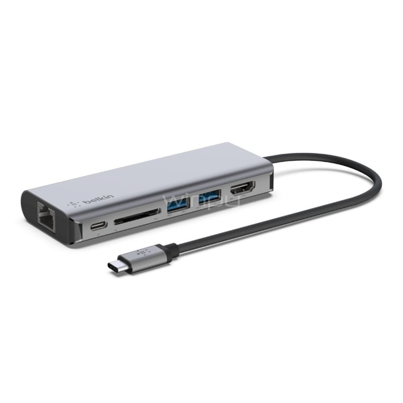 Adaptador Multipuerto HUB Belkin USB-C (HDMI, SD, USB-A, USB-C PD, Ethernet)