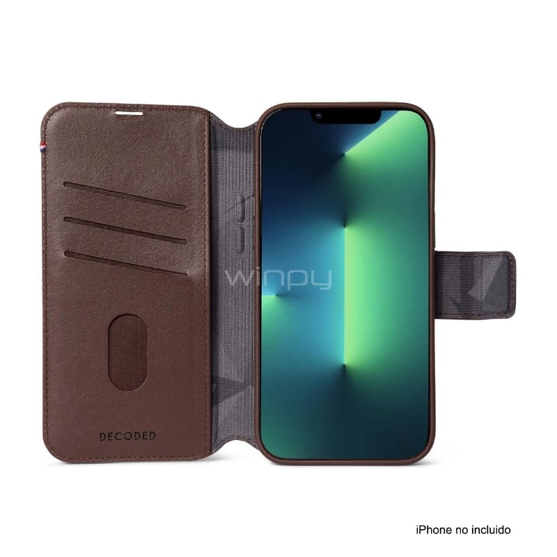 Funda Folio Decoded Wallet para iPhone 14 Pro Max (Cuero, Café)