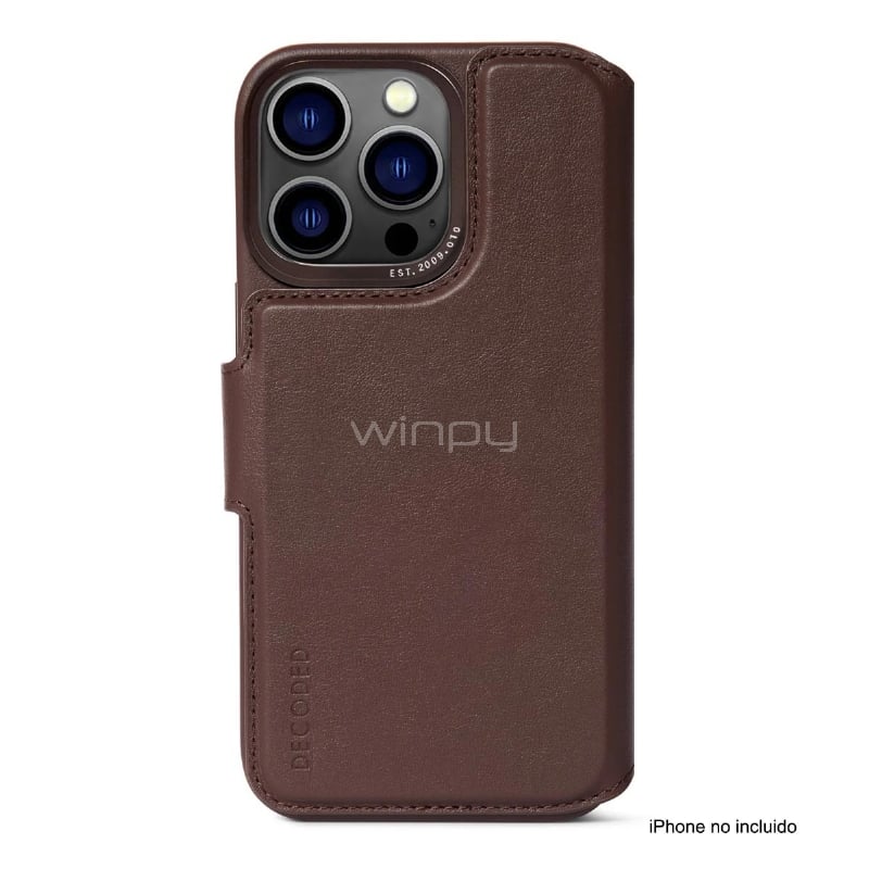 Funda Folio Decoded Wallet para iPhone 14 Pro Max (Cuero, Café)