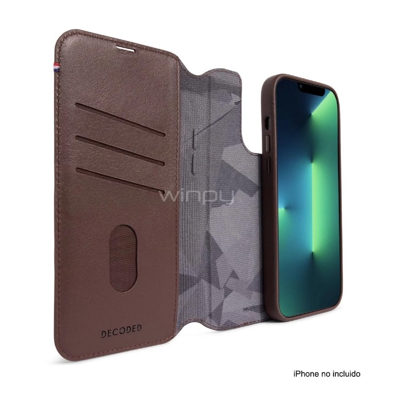 Funda Folio Decoded Wallet para iPhone 14 Pro Max (Cuero, Café)