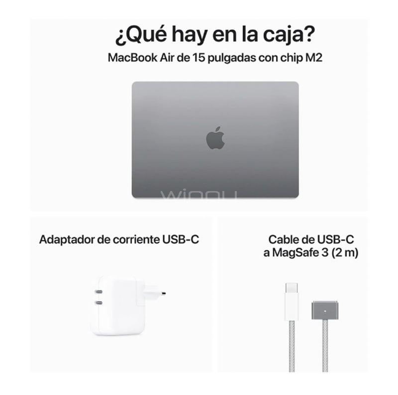 MacBook Air M2 15,3" (2023) - 8 Go RAM, 256 Go SSD, Noir, MacOS Ventura