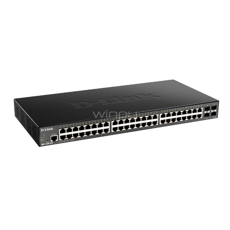 Switch D-Link DGS-1250 de 48 Puertos (Gestionado, 10G SFP+, L3, 176 Gbps, Auto MDI / MDI-X)