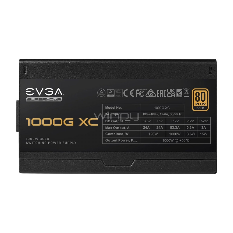 Fuente de Poder EVGA SuperNOVA 1000G XC de 1000W (Full Modular, Certificada 80+ Gold, ATX)