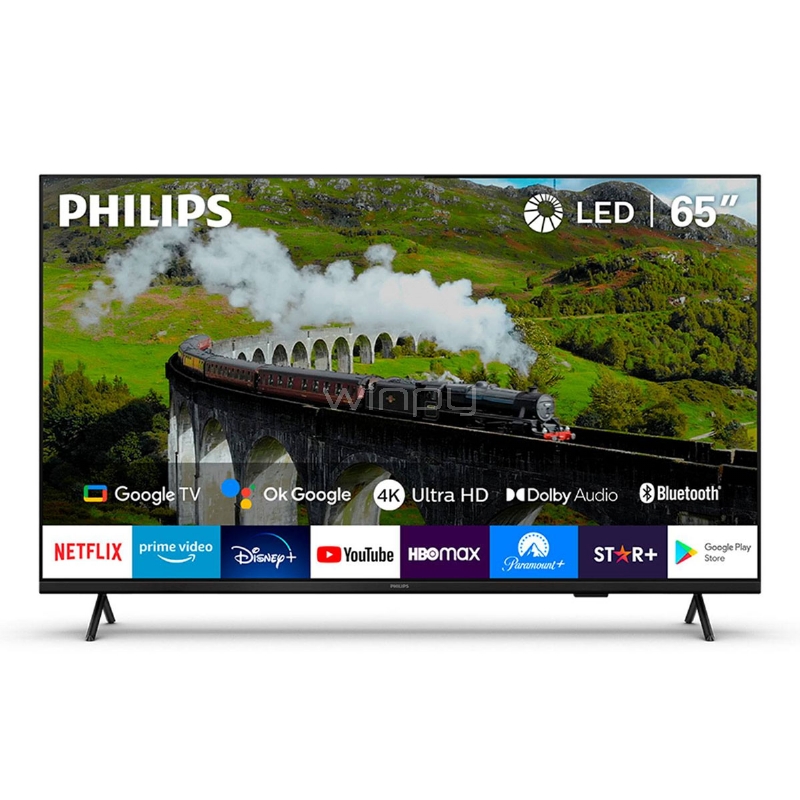 Televisor Philips SmartTV de 65“ (LED, 4K, HDR10, Dolby Atmos, HDMI/USB/WiFi, Google TV)